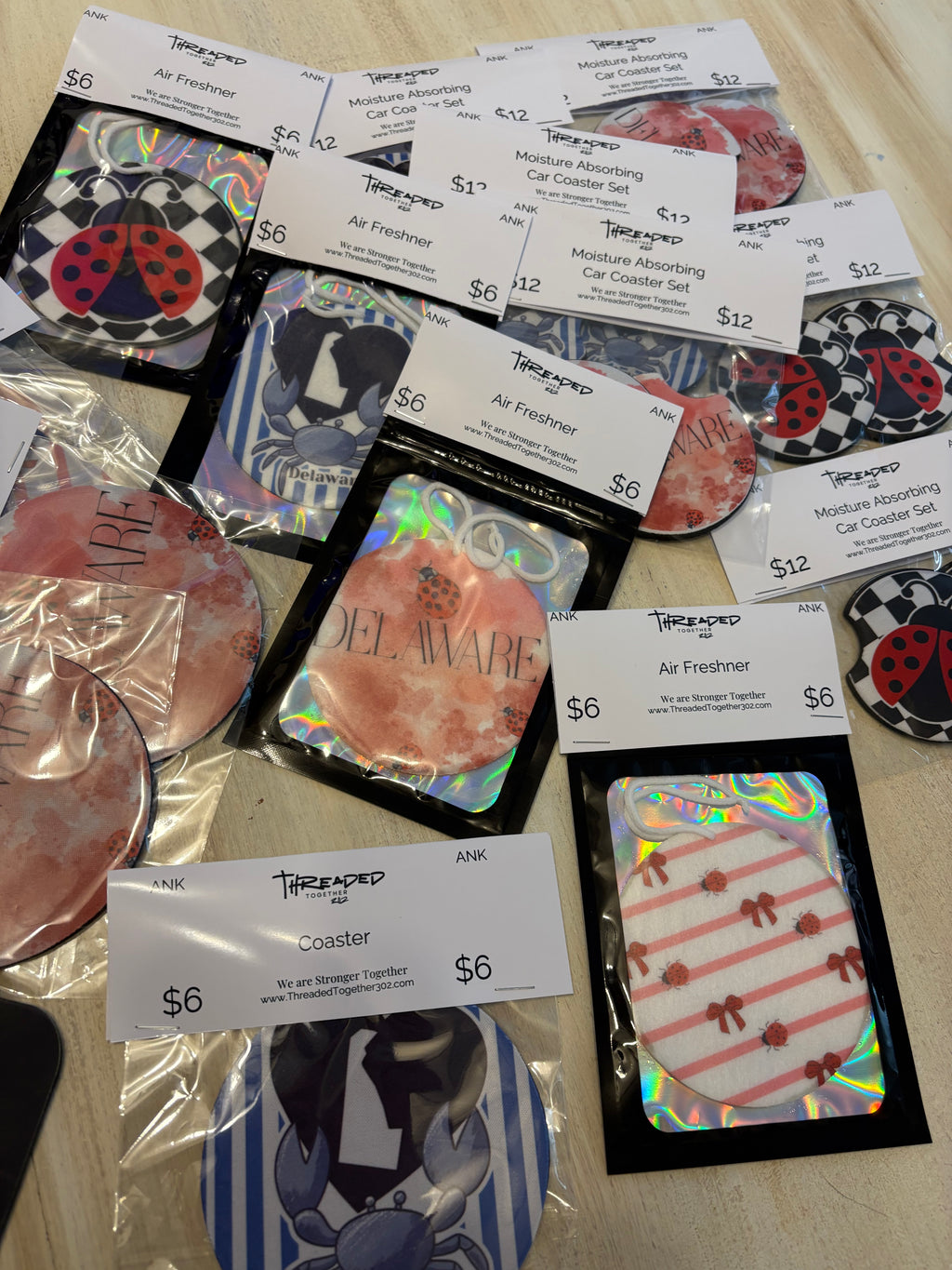 Black & White Checker Ladybug Car Air Freshener