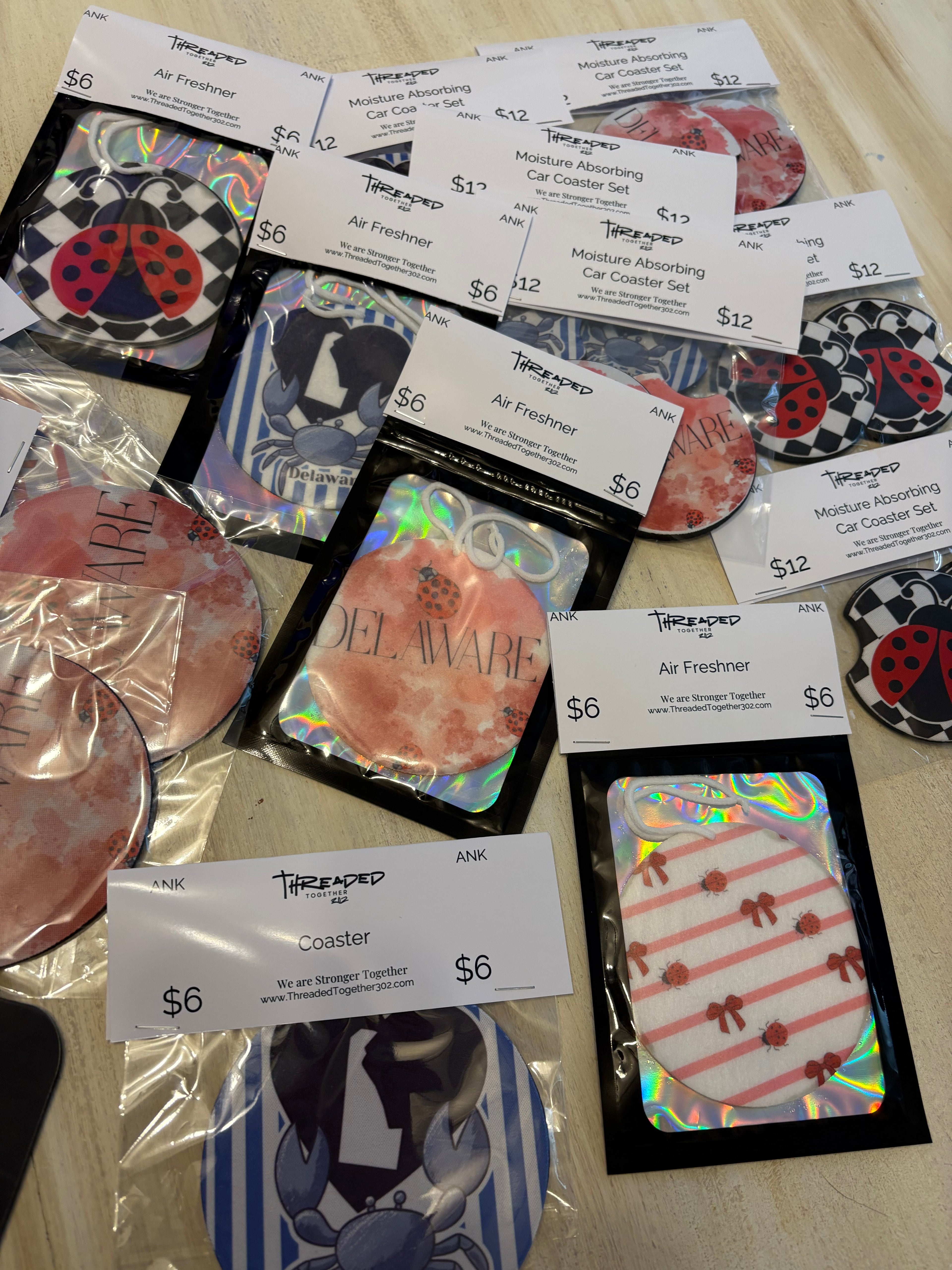 Black & White Checker Ladybug Car Air Freshener