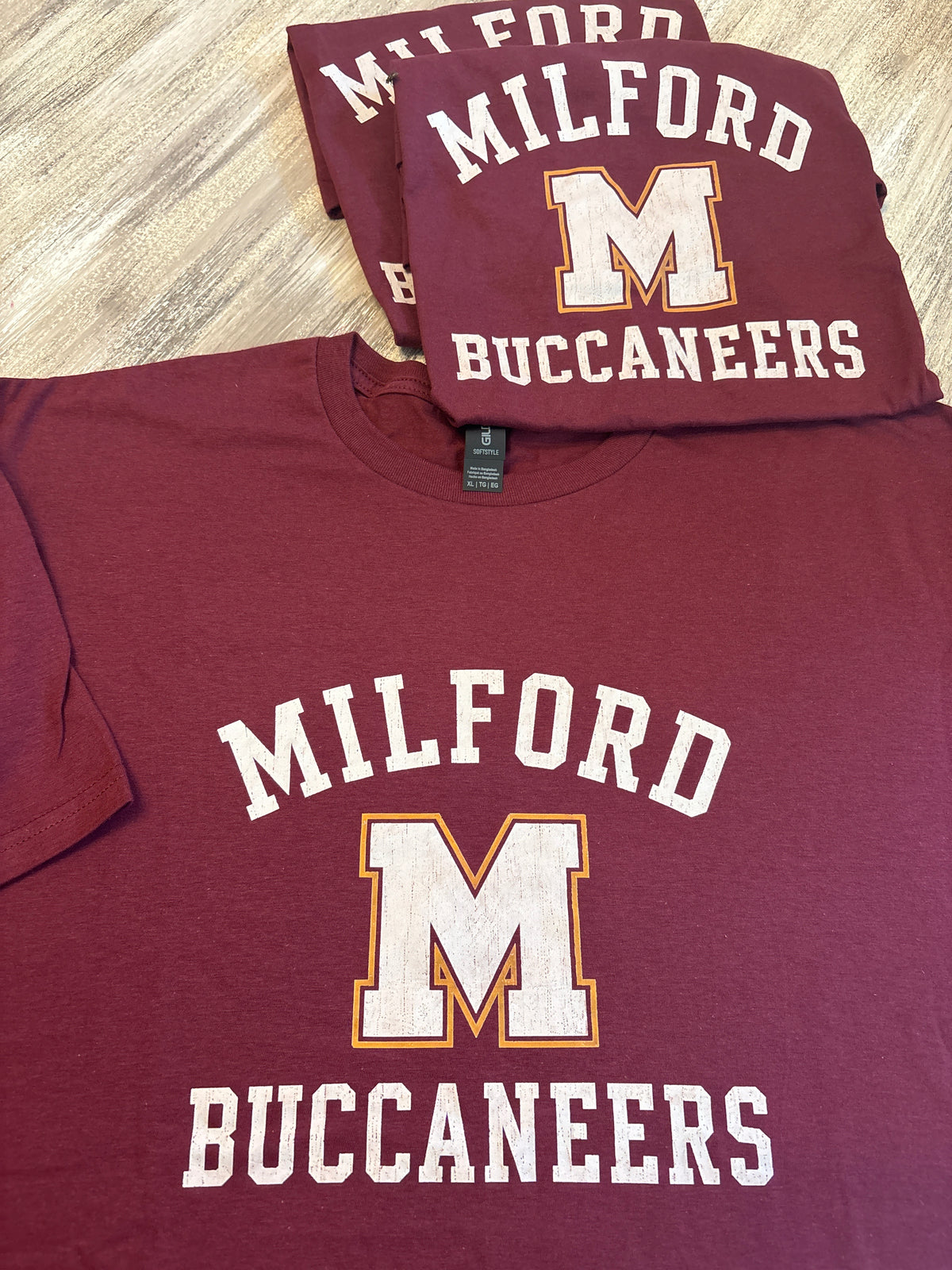 Adult Milford Buccaneers T-Shirt Maroon