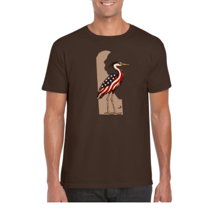 Patriotic Blue Heron Delaware T-Shirt