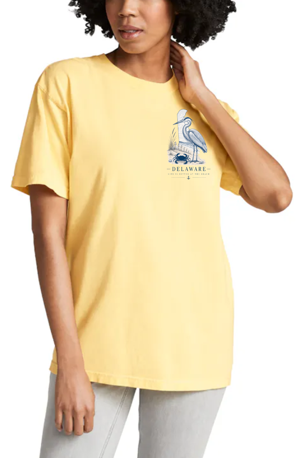 Blue Heron Blue Crab Life is Better at the Beach Delaware T-Shirt