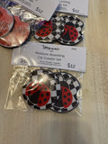 Black & White Checker Ladybug Neoprene Car Coaster Set