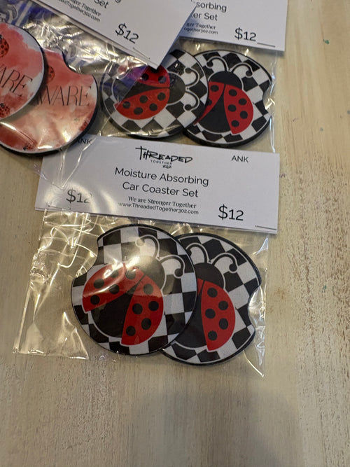 Black & White Checker Ladybug Car Air Freshener