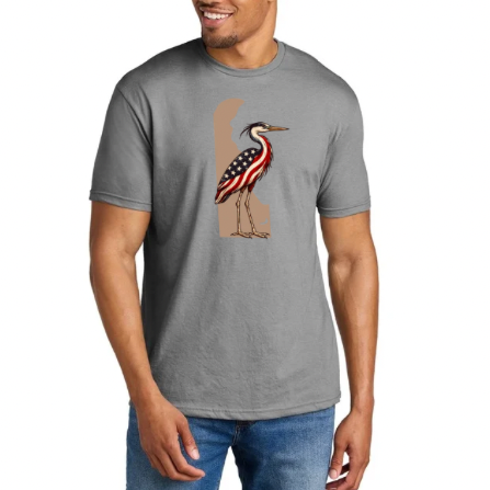 Patriotic Blue Heron Delaware T-Shirt