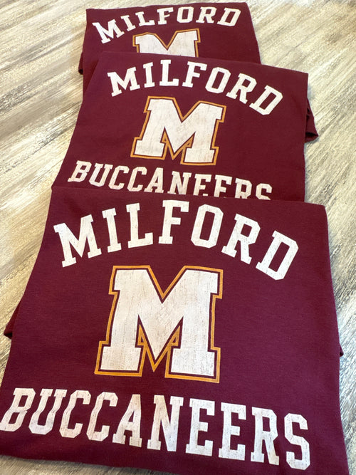 Adult Milford Buccaneers T-Shirt Maroon