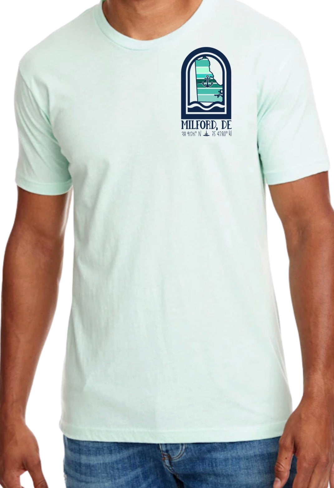 Longitude Latitude Milford, Delaware  Mint T-shirt