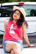 Patriotic Delaware Blue Heron Racerback Cropped Tank Top Red