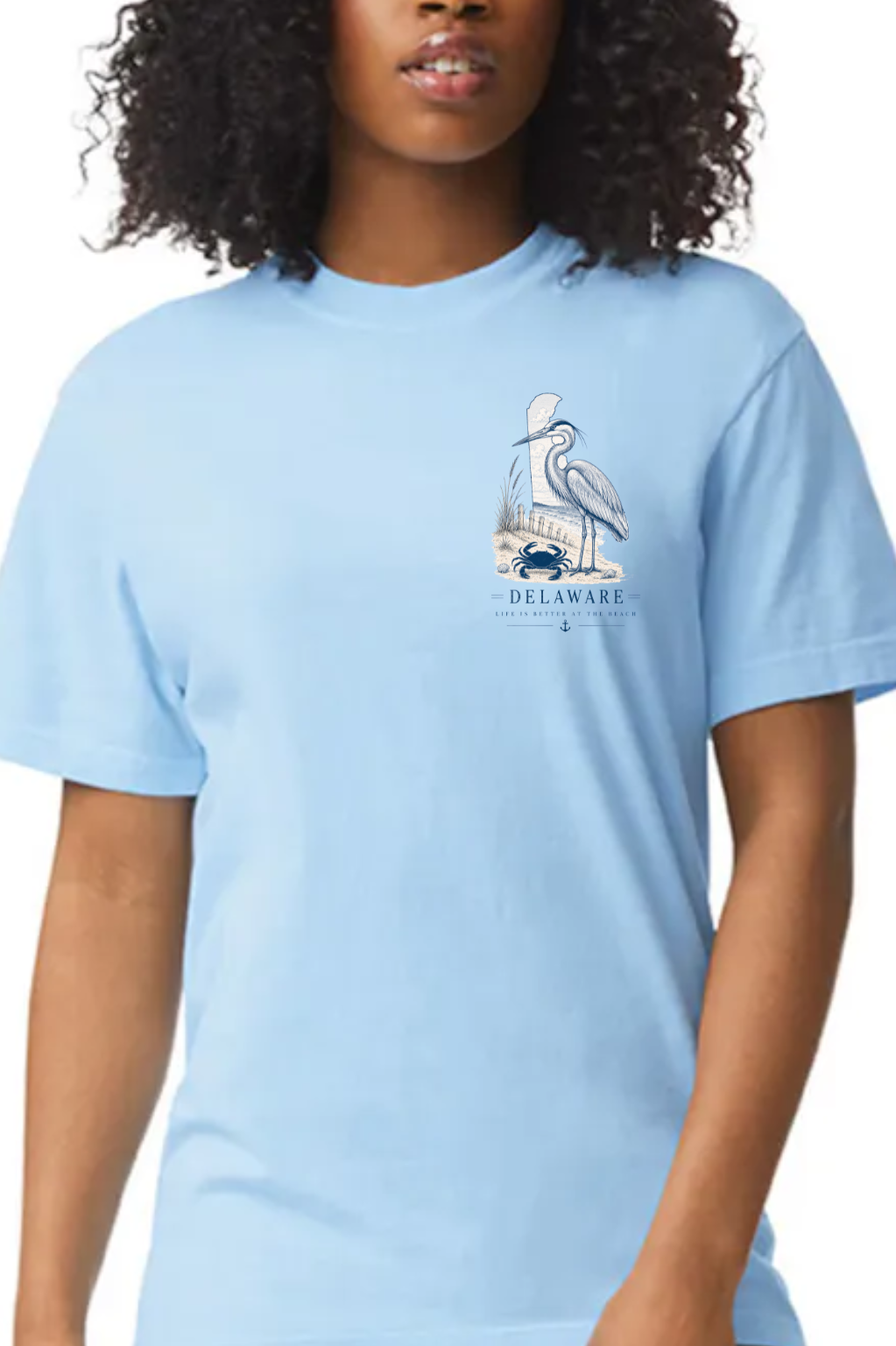 Blue Heron Blue Crab Life is Better at the Beach Delaware T-Shirt